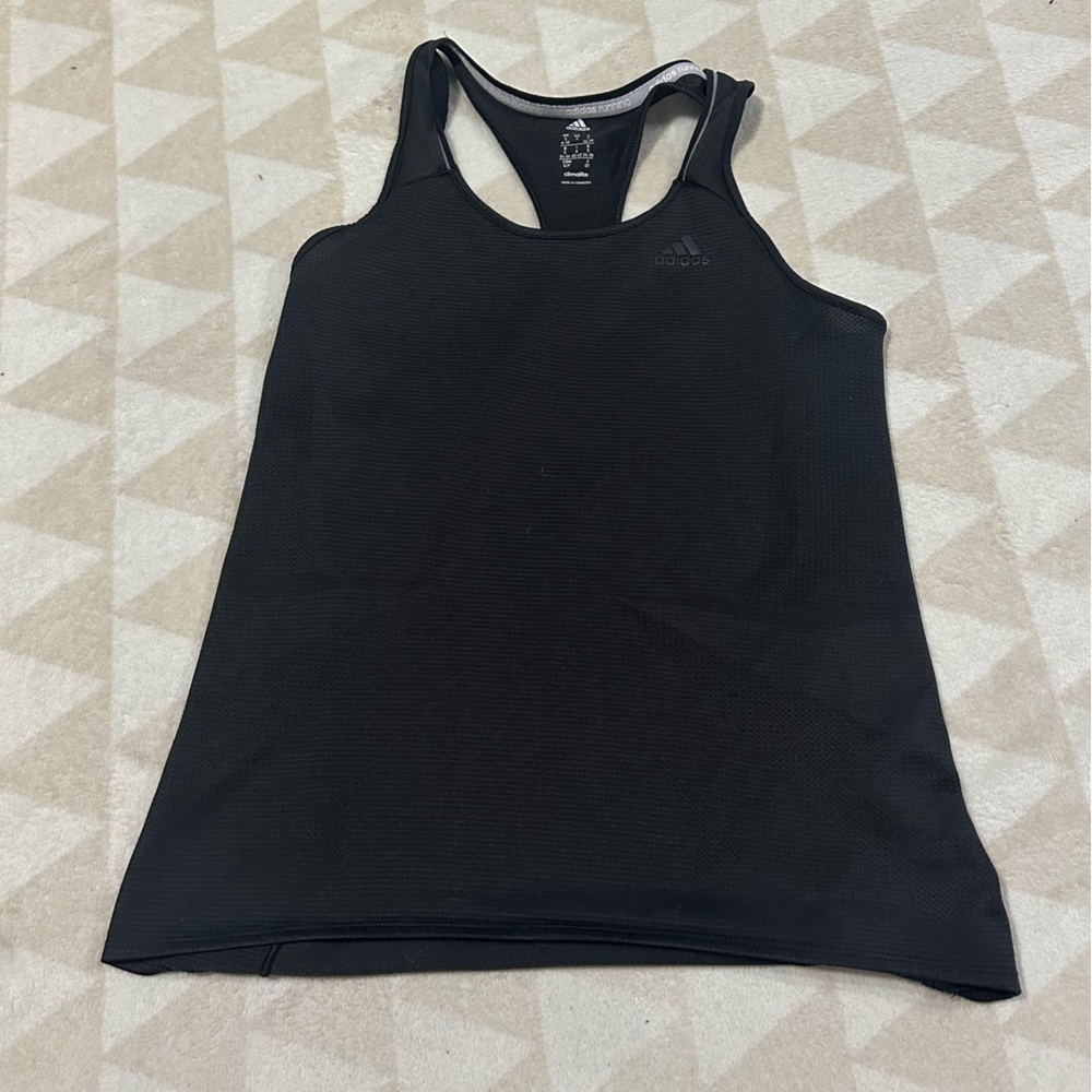Adidas black mesh running tank top breathable black